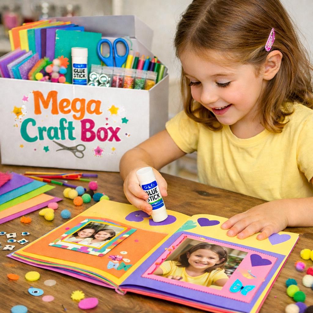 Kids Craft Kit β Mega Craft Box for Kids β Art & Craft Activity Box β Scrapbook Craft Kit Gift β Ages 3-16