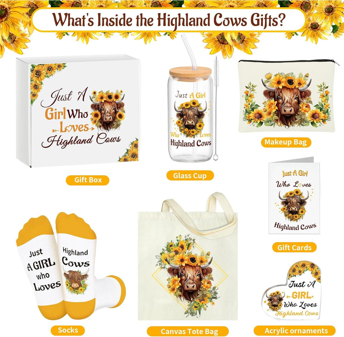 Highland Cow Gift Set | Blind Date With A Book | Book Lover Mystery Gift Box | Cozy Reader Gift | Highland Cow Tote & Accessories