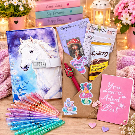 Kids Mystery Book Gift Set | Lockable Diary and Pens | Boys & Girls Reading Gift | Mystery Wrapped Book | Children's Bookish Gift