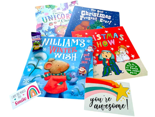 Children's Christmas Book Bundle: Preloved Books, Gift Ribbon & Treats