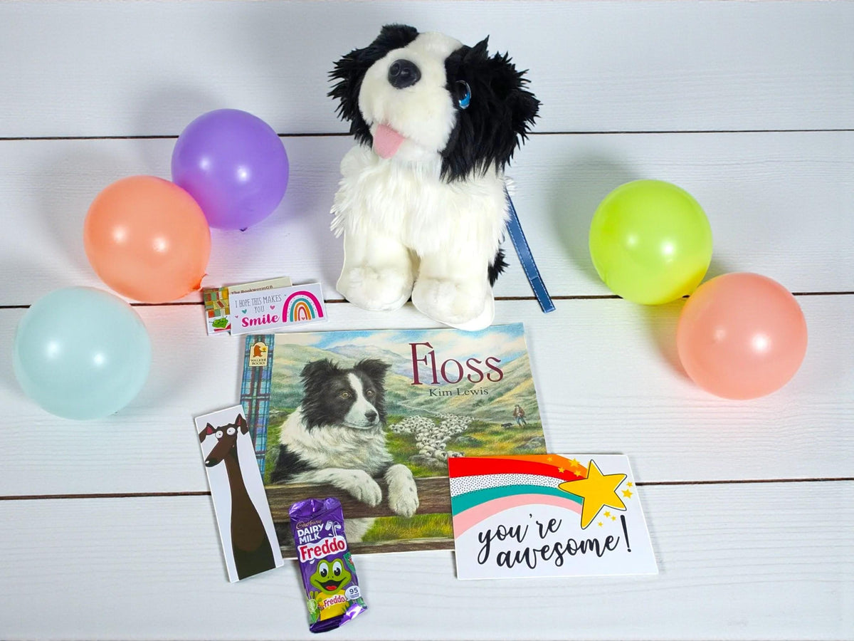 Border Collie Plush & "Floss" Book, Reading Gift Set