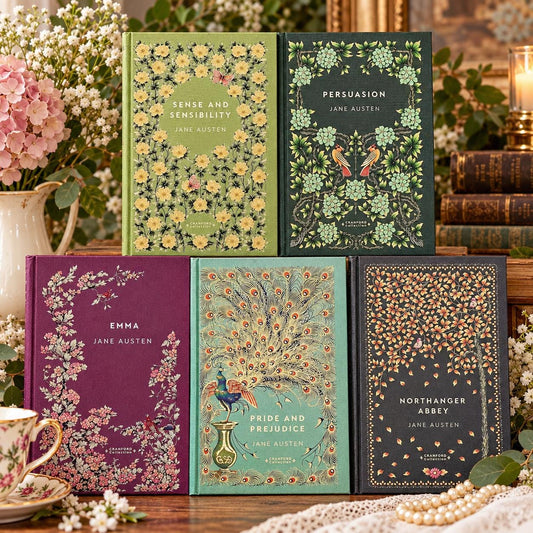 Jane Austen Hardback Book & Traditional English Afternoon Tea Gift Set | Cranford Classics | Literary Gift | Choose Your Book