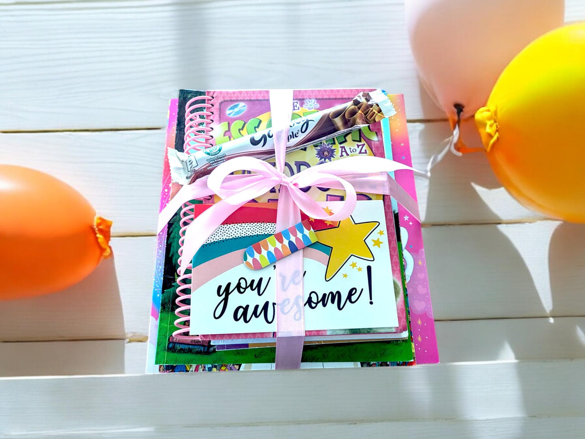Children's Book Bundle: Mixed Junior Books, Ribbon Bound with Treats