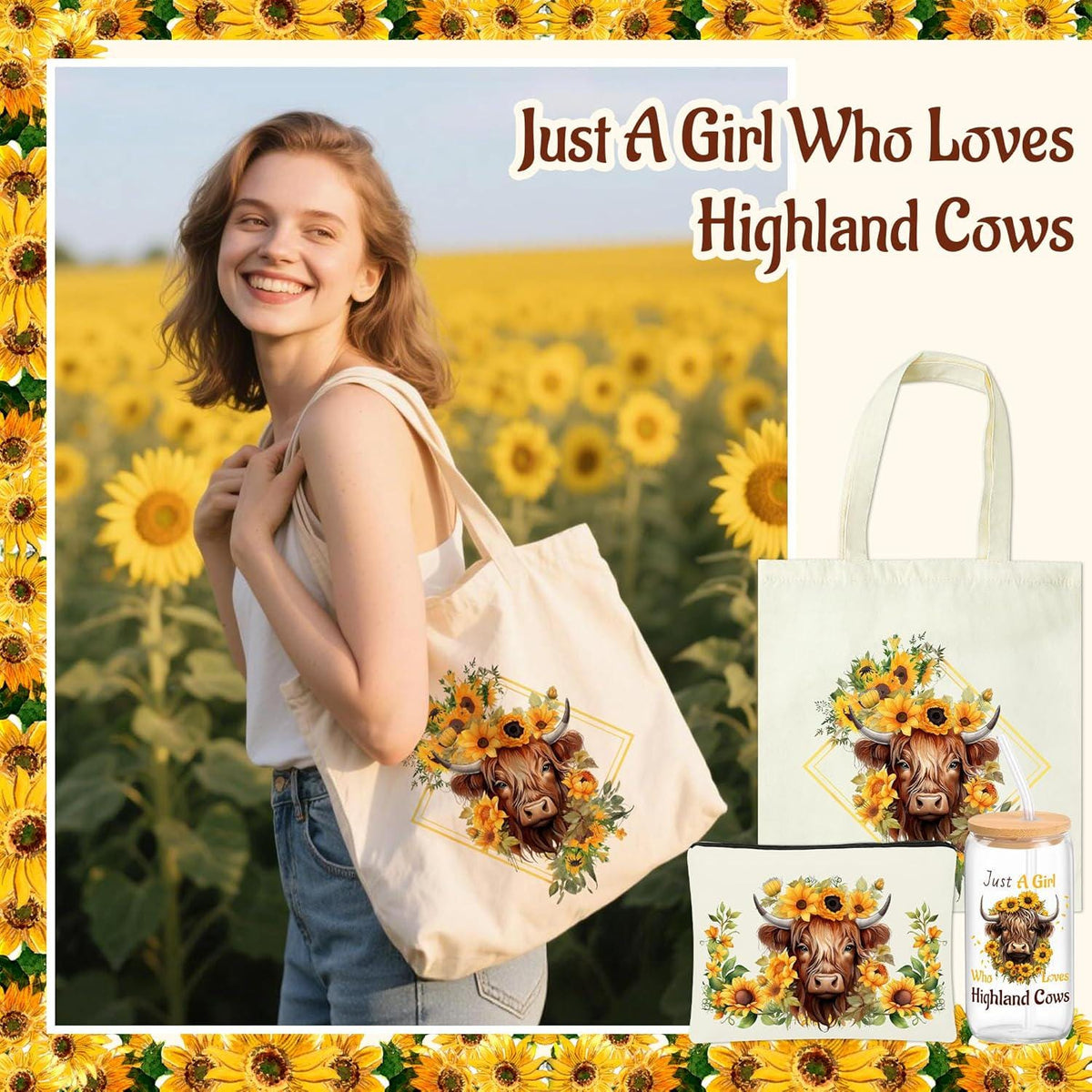 Highland Cow Gift Set | Blind Date With A Book | Book Lover Mystery Gift Box | Cozy Reader Gift | Highland Cow Tote & Accessories