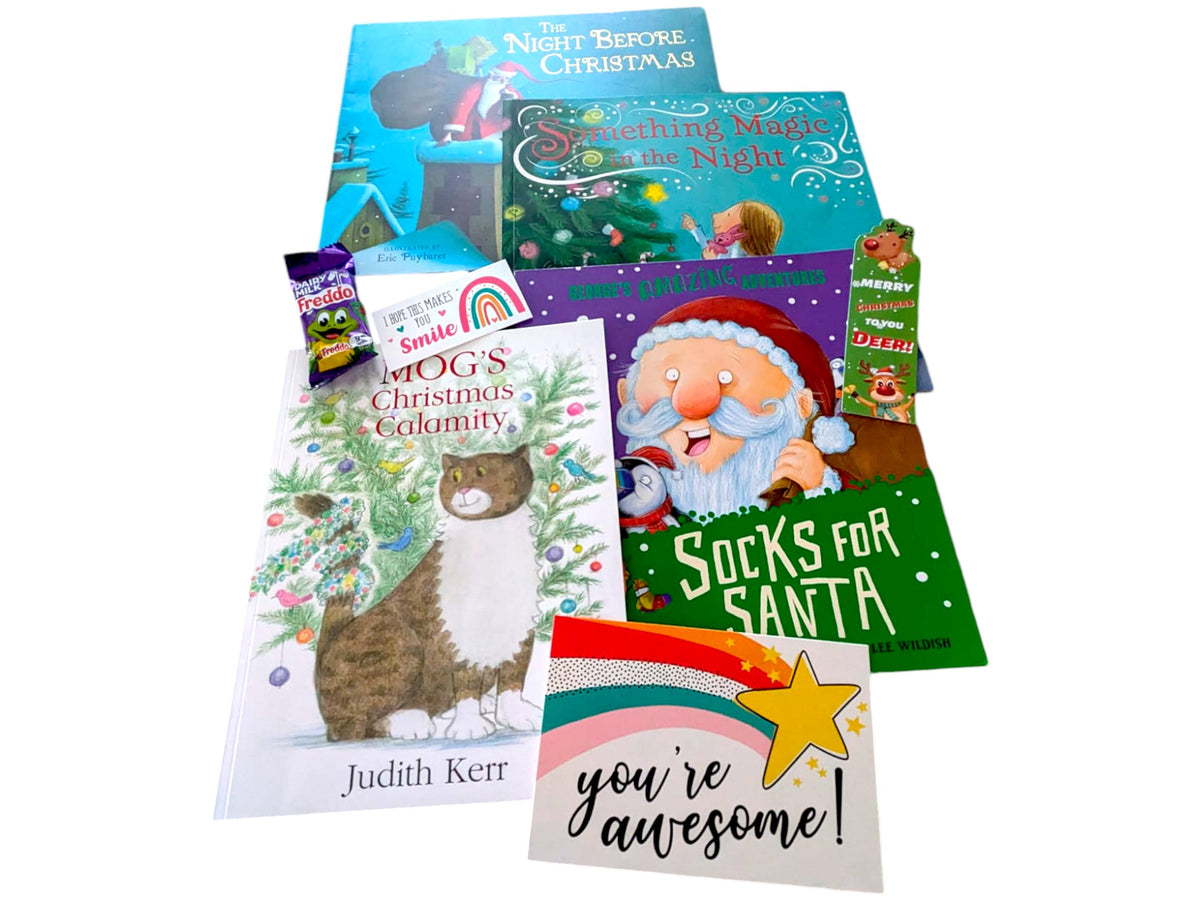 Children's Christmas Book Bundle: Preloved Books, Gift Ribbon & Treats