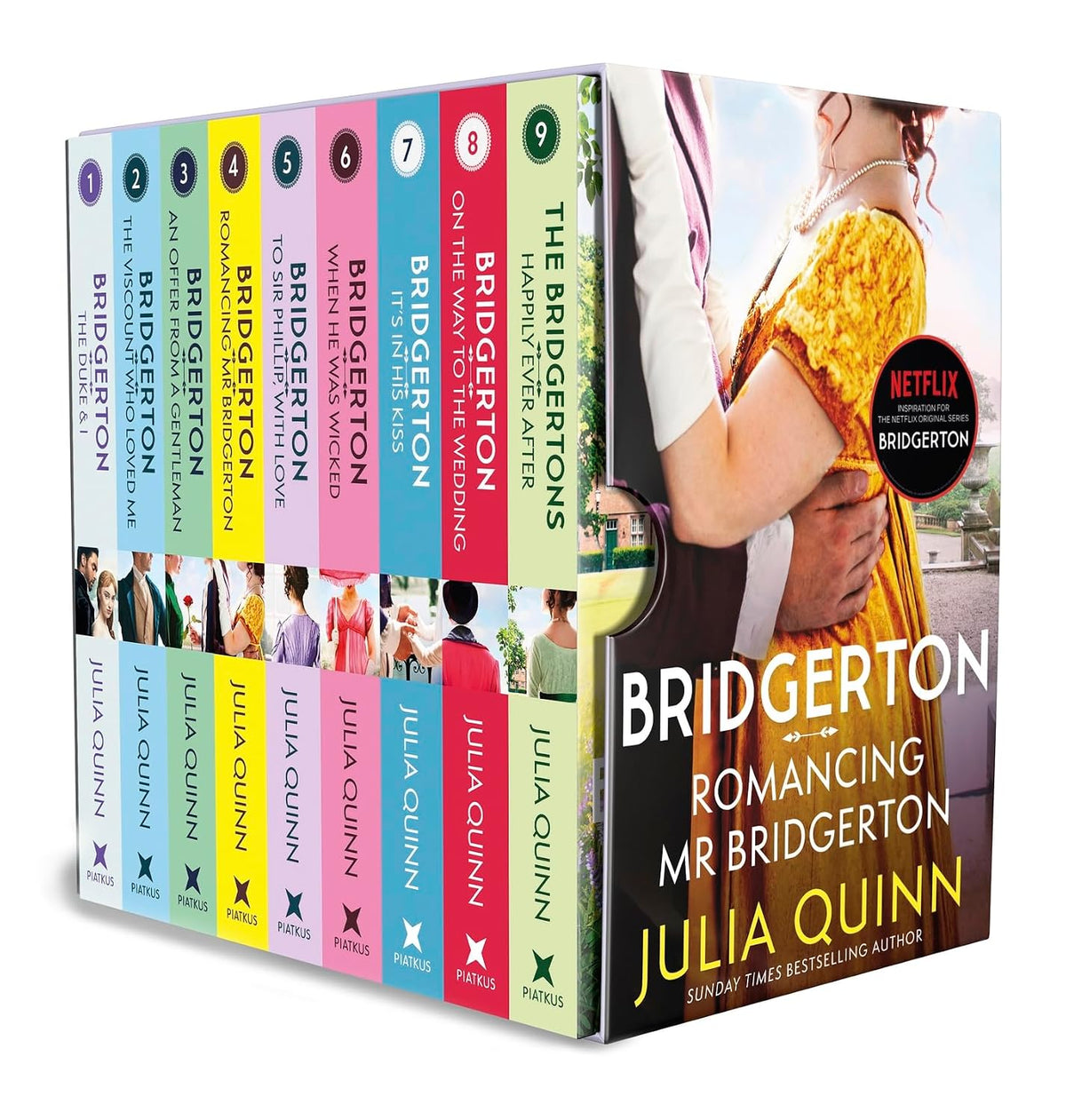 Bridgerton Inspired Gift Set | Books 1-9, Dove Beauty Gift Set & English Tea Tin | Regency Romance Gifts for Her | Choose Your Gift
