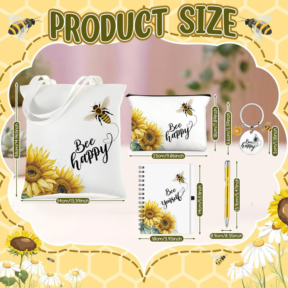 Bee Gift Set | Book Lovers Gift | Bee Tote Bag, Bee Yourself Journal, Reading Gift Box, Bee Themed Care Package, Reader Gift, Bee Gift