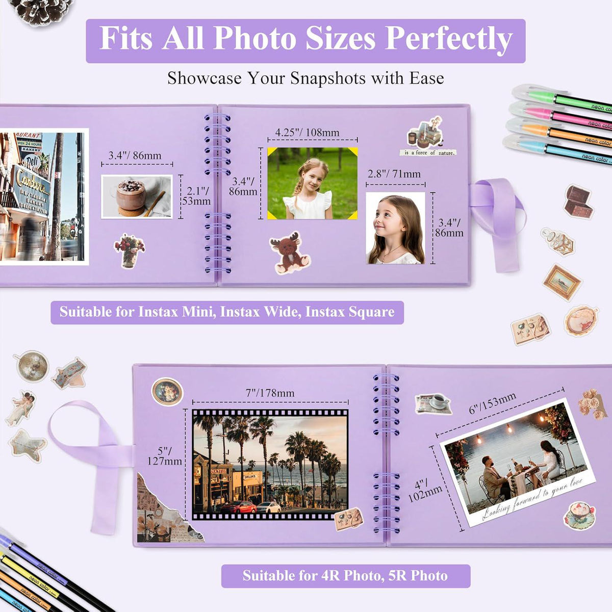 Deluxe Scrapbook Kit with Accessories, DIY Photo Album Set with Stickers & Metallic Pens, Memory Book, Gift for Crafters