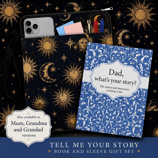 Tell Me Your Story Book & Sleeve Gift Set | Memory Journal for Mum, Dad, Grandma or Grandad | Keepsake Gift | Parents Gift