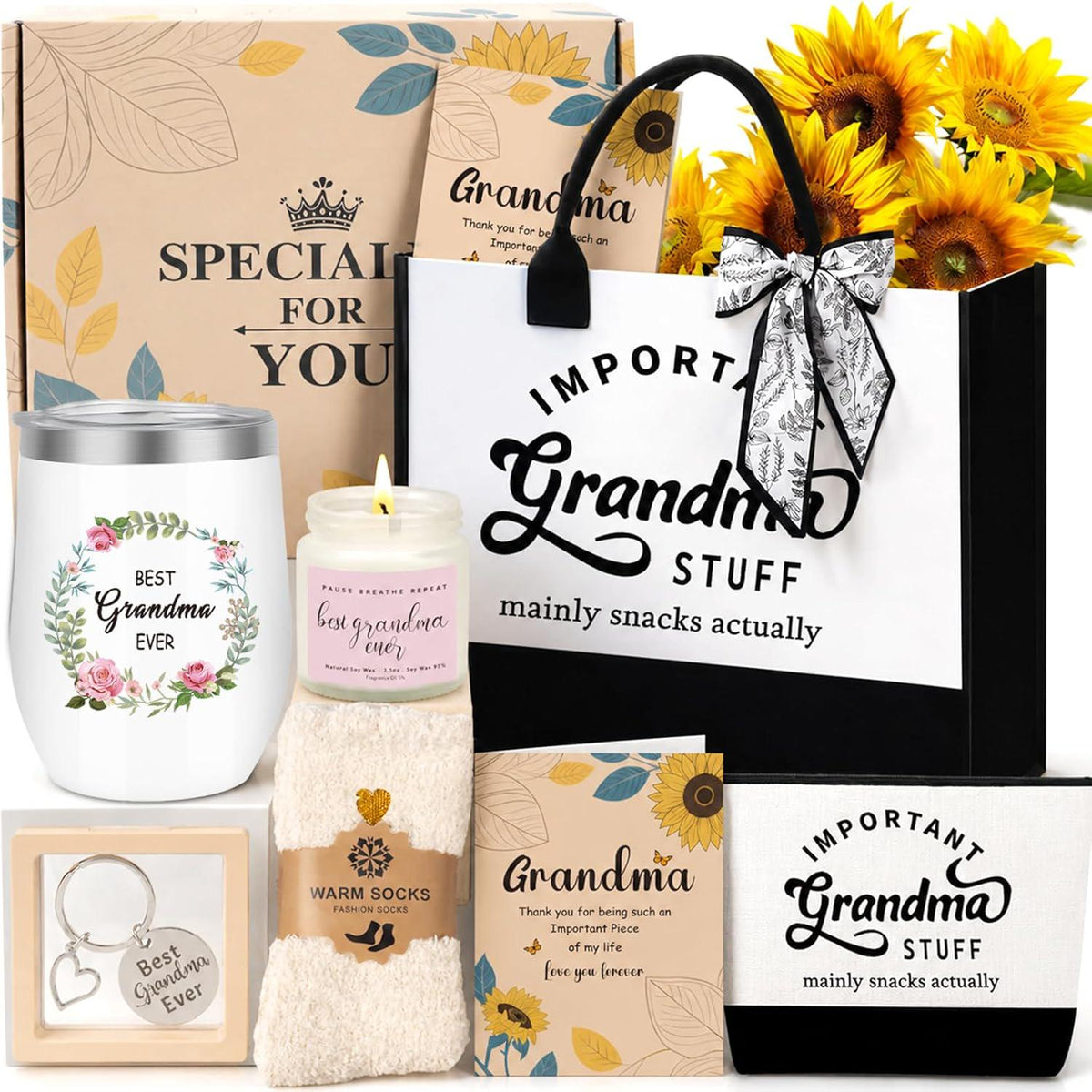 Grandma Mystery Book Gift Set | Nana Reading Gift Box | Book Lover Care Package with Tote Bag, Bookish Gifts | Grandmother Reading Gift