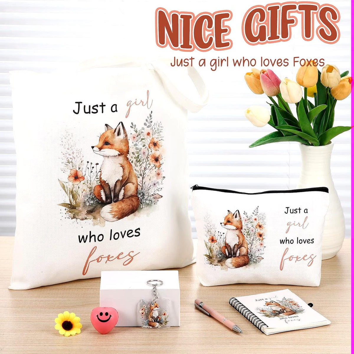 Fox Gift Set | Blind Date With A Book | Book Lover Gift Box | Cozy Reading Gift | Fox Tote & Note Book Set | Fox Themed Care Package |