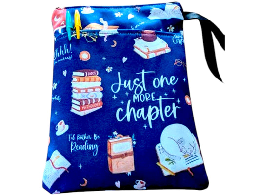 Zippered Book Sleeve: Canvas Book Bag with Pocket - Bookworm Gift