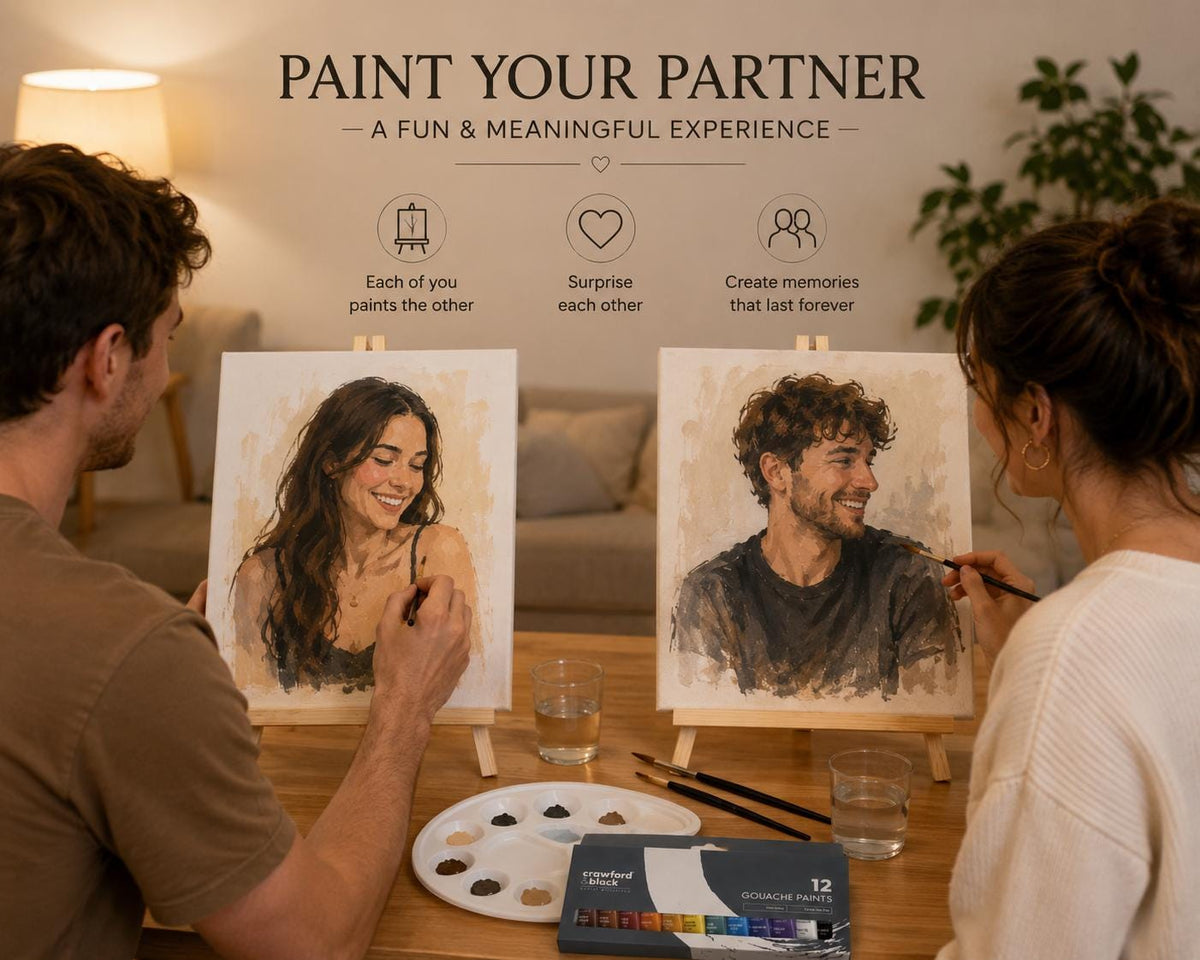 Paint Your Partner, Date Night Kit | Couples Painting Kit with Canvas, Paints/Brushes & Guide | Fun At Home Date Night Gift | Wedding Gift