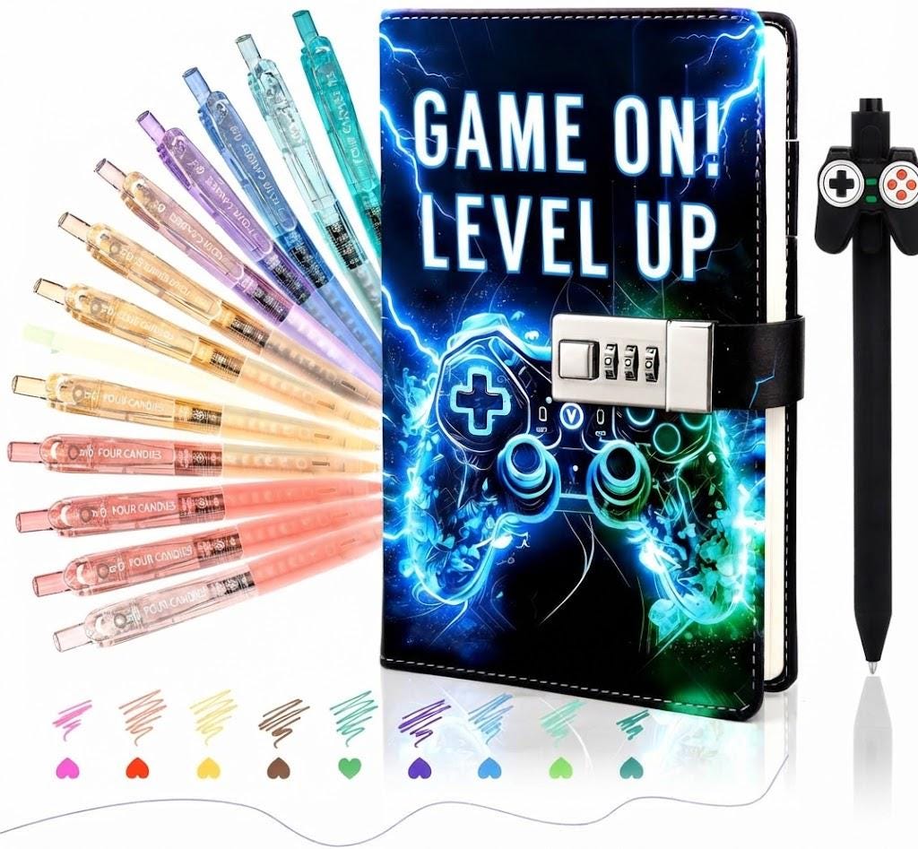 Kids Mystery Book Gift Set | Lockable Diary and Pens | Boys & Girls Reading Gift | Mystery Wrapped Book | Children's Bookish Gift