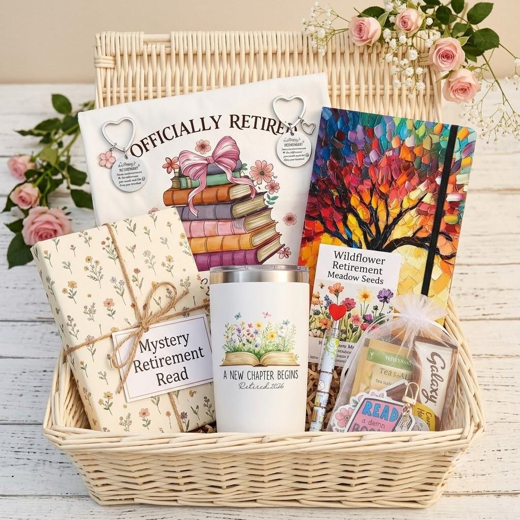 Retirement Gift Box for Women, Retired 2026 Gift Box, Book Lovers Care Package, Gift for Retired , Teacher, Coworker Gift, Bookish Gift