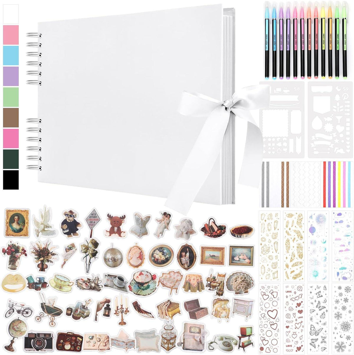 Deluxe Scrapbook Kit with Accessories, DIY Photo Album Set with Stickers & Metallic Pens, Memory Book, Gift for Crafters