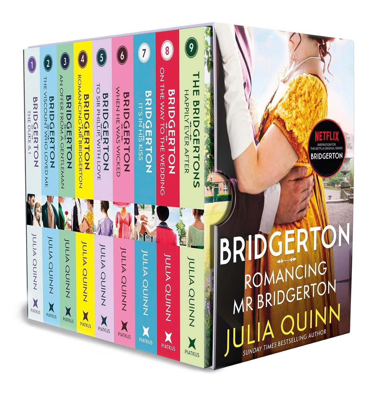 Bridgerton Inspired Gift Set | Books 1-9, Dove Beauty Gift Set & English Tea Tin | Regency Romance Gifts for Her | Choose Your Gift