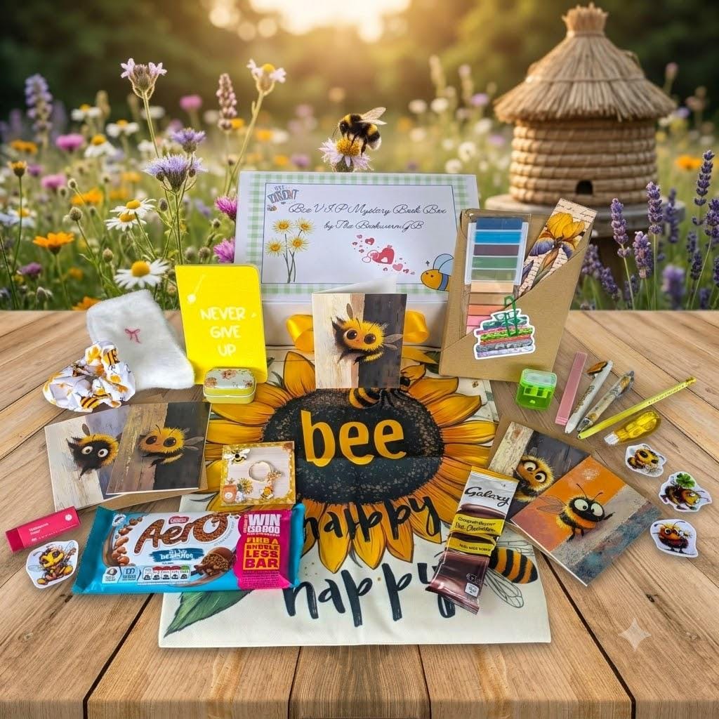 Bee Gift, Mystery Book Hamper Box with Stationery | Bookish Gift, Blind Date with a Book