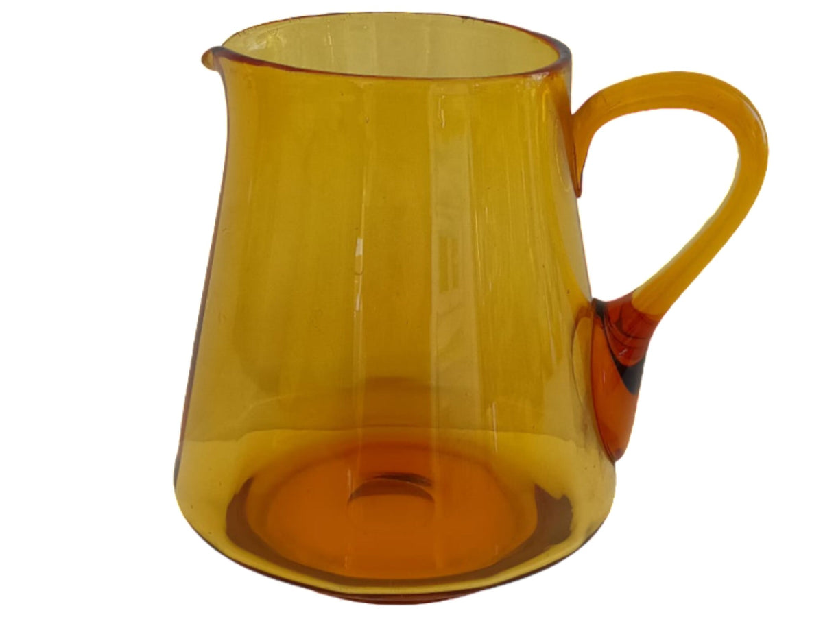 Vintage Amber Glass Jug and Mugs Set: Barware Lemonade Iced Tea