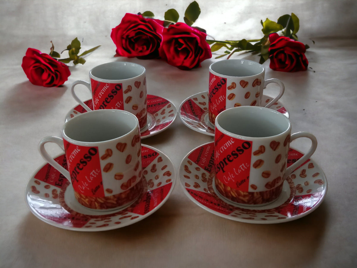 Vintage Red Espresso Cup Set: Coffee Lover Gift