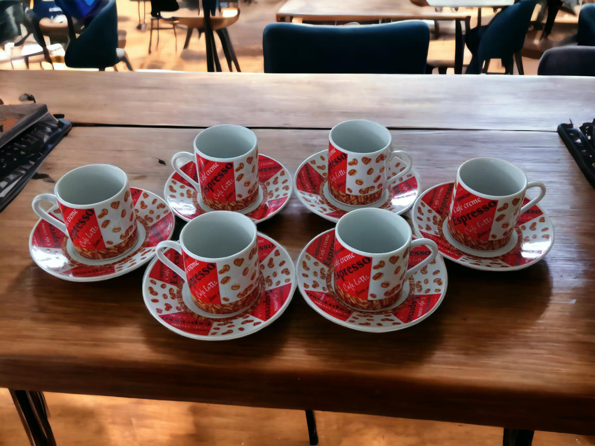 Vintage Red Espresso Cup Set: Coffee Lover Gift