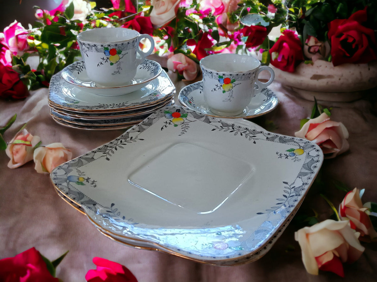 Vintage Heathcote Bone China Tea Set: English Tea Trios