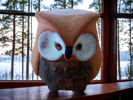 Pottery Owl Ornament Set: Vintage Collectable Bird Gift