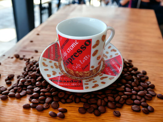 Vintage Red Espresso Cup Set: Coffee Lover Gift