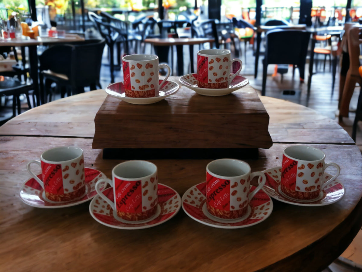 Vintage Red Espresso Cup Set: Coffee Lover Gift