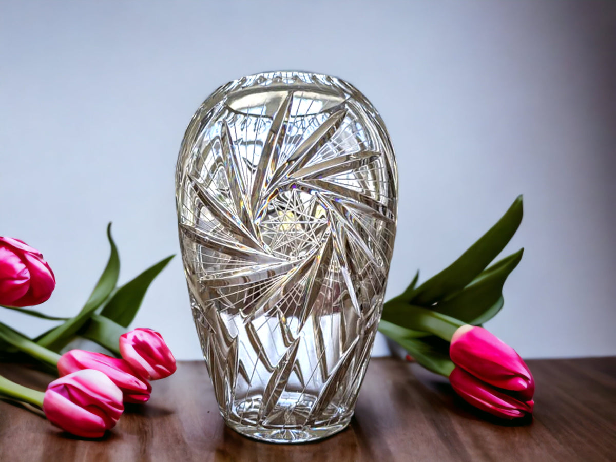 Vintage Cut Glass Vase: Heavy Crystal Bowl, Basket, Posy Vase