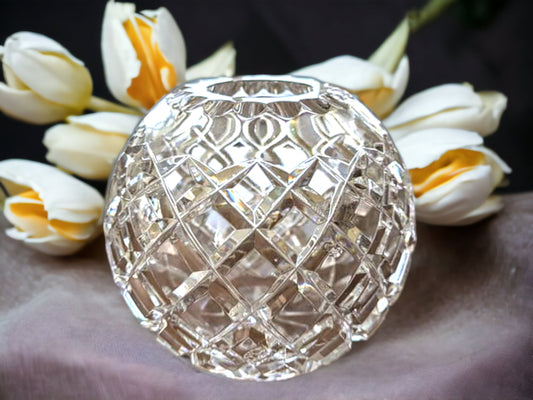 Vintage Cut Glass Vase: Heavy Crystal Bowl, Basket, Posy Vase