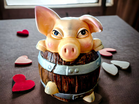 Vintage Ceramic Piggy Bank: Barrel Design Money Box