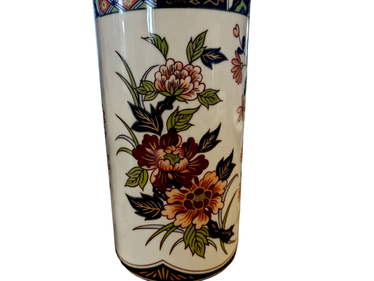 Vintage Vase, Iman Ware Japanese Floral Cylinder Vase
