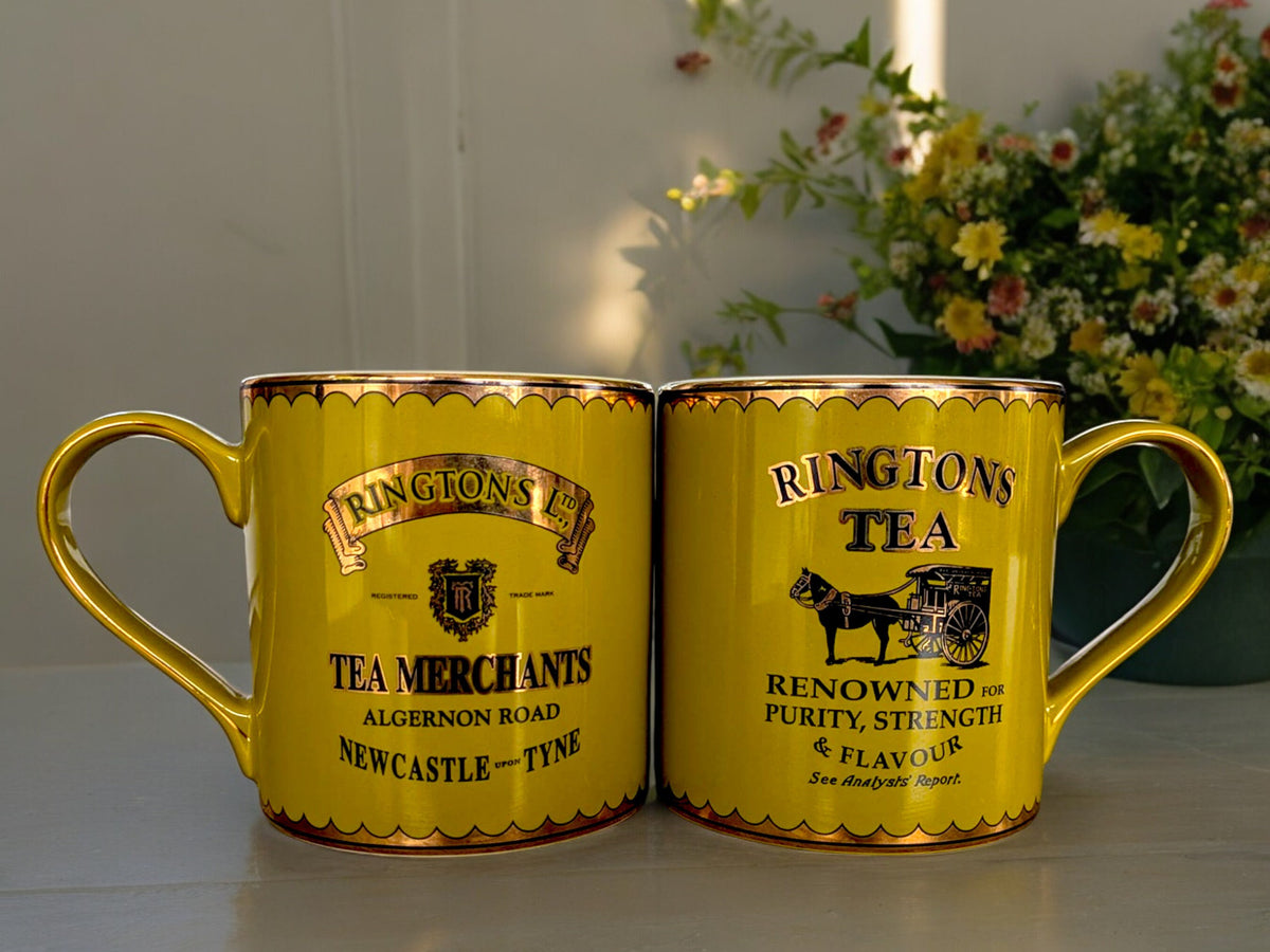 Vintage Rington's Tea Set: Gold Teapot and Mugs