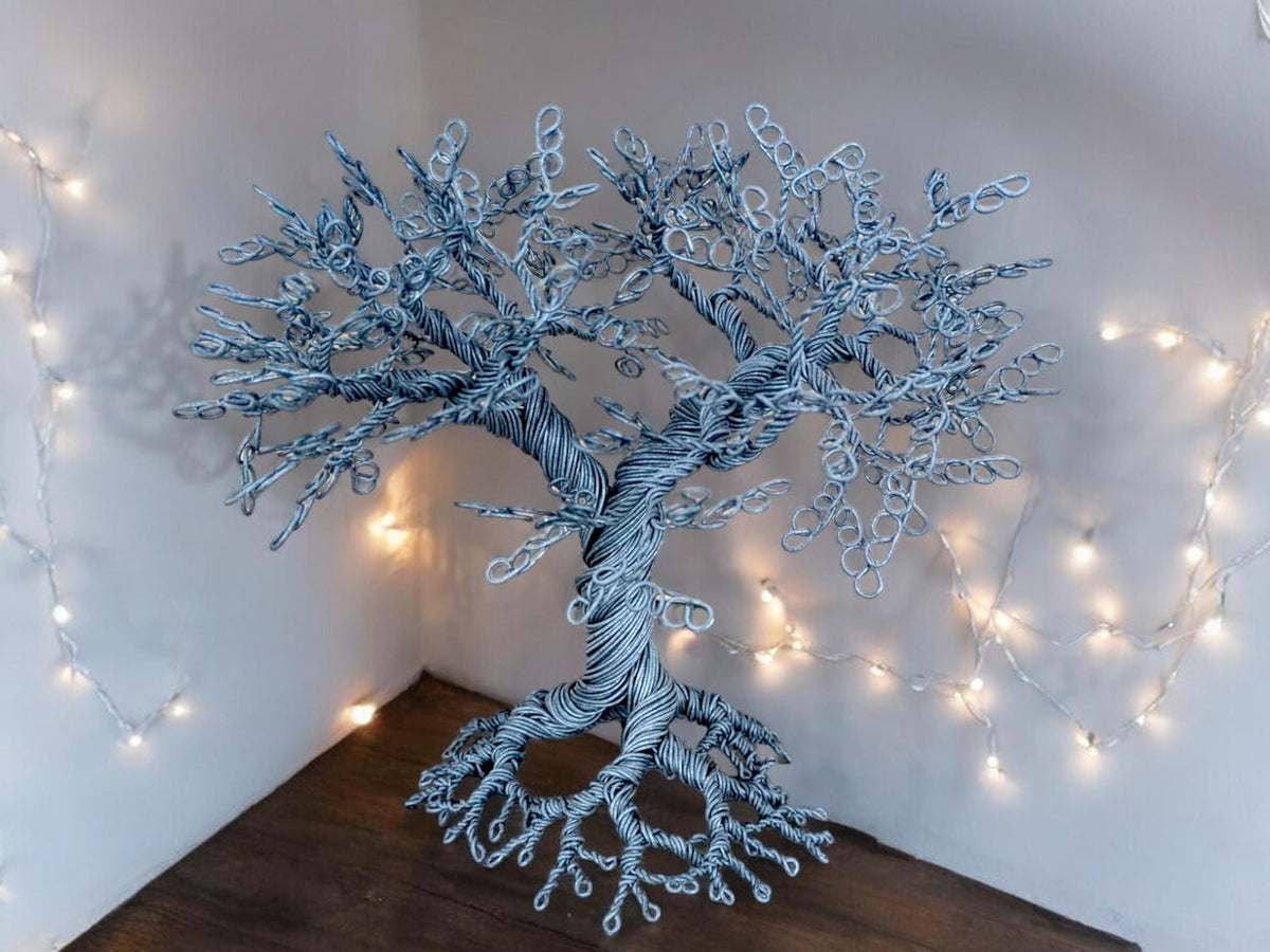 Vintage Twisted Wire Miniature Tree: Handmade Silver Ornament