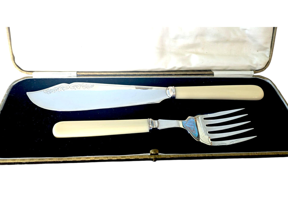 Vintage Silver Plated Fish Forks Set - WA Perry & Co - Mid Century Cutlery
