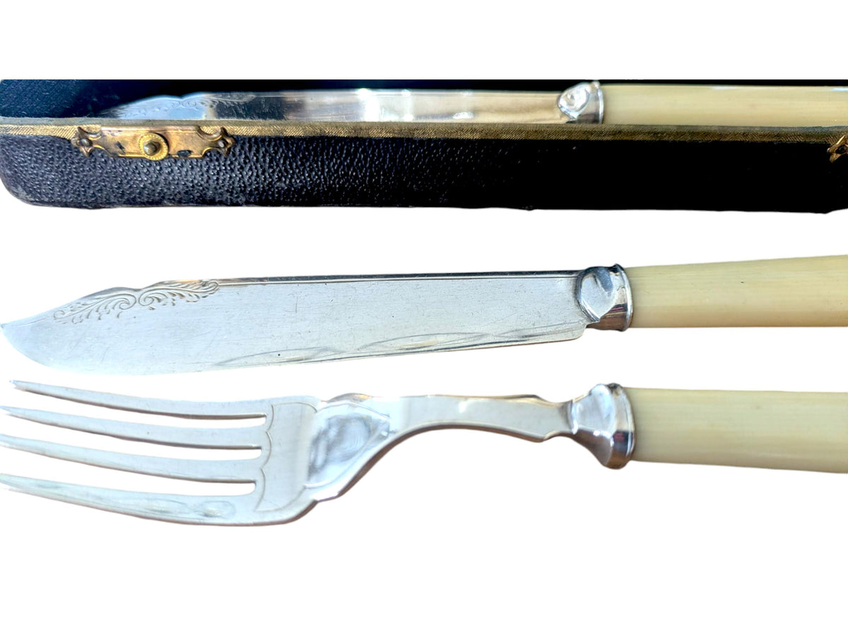 Vintage Silver Plated Fish Forks Set - WA Perry & Co - Mid Century Cutlery