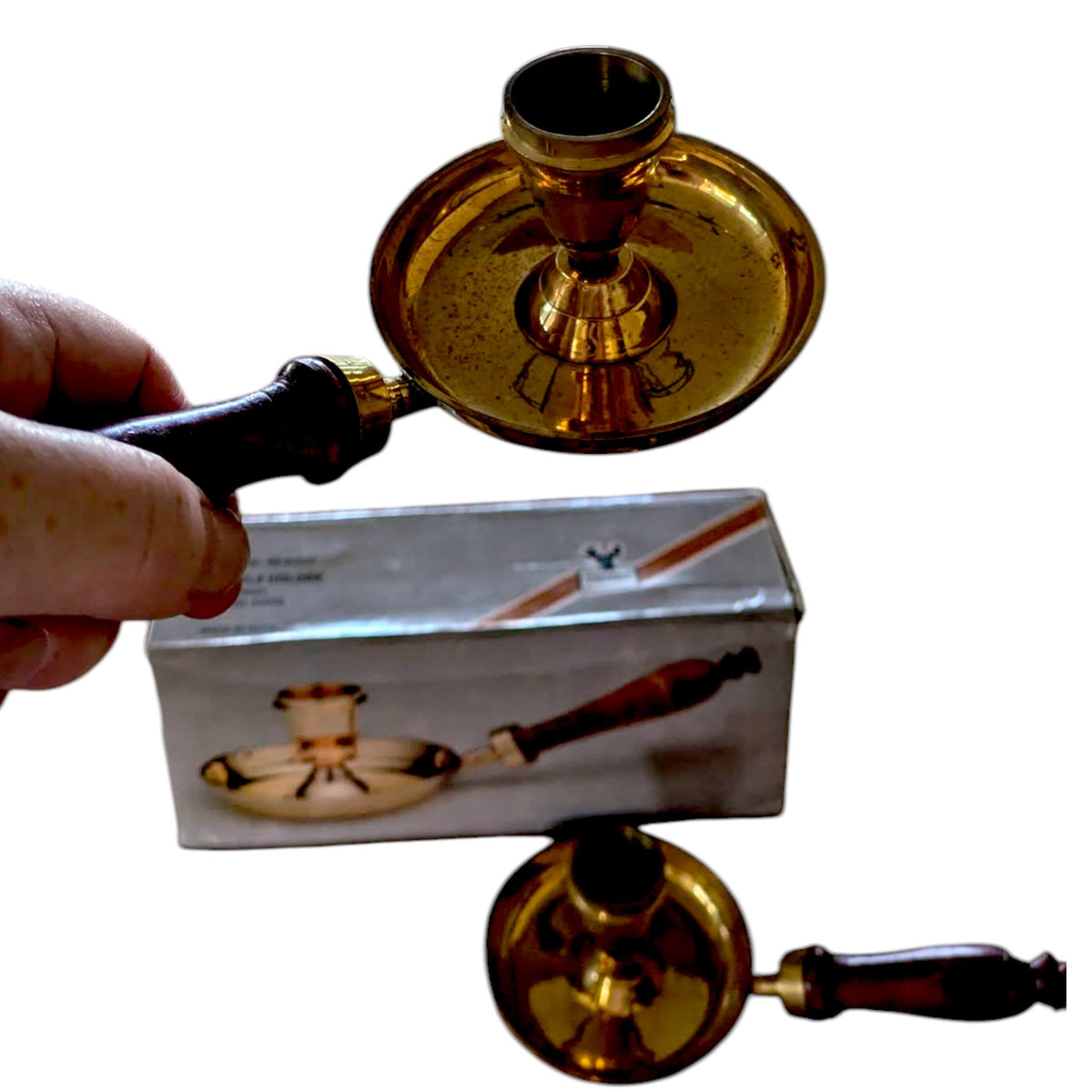 Vintage Brass & Wood Candle Holders: Highland Style Pair