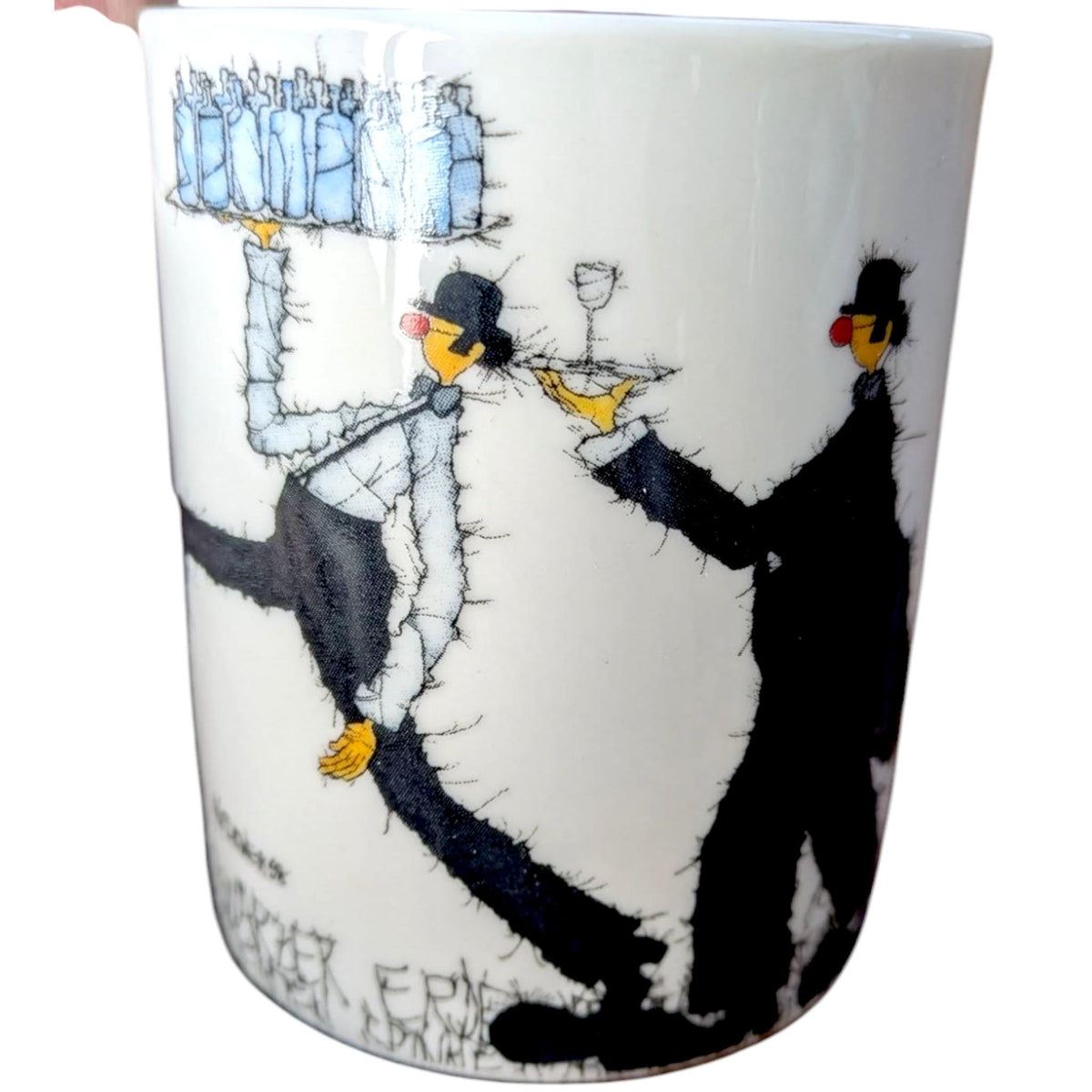 Vintage Michael Ferner Clown Waiter Mugs - Collectible Pair