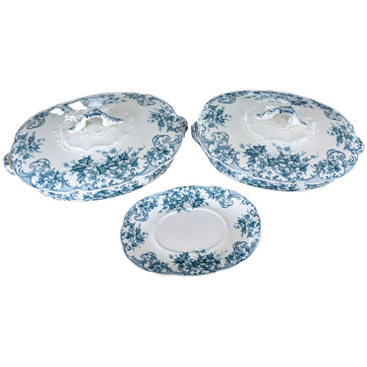 Vintage Blue & White Floral Tureen: A Cross Stirling English China