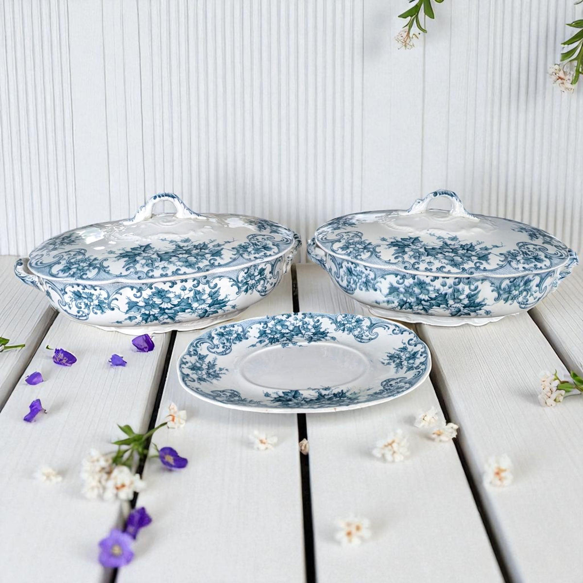 Vintage Blue & White Floral Tureen: A Cross Stirling English China