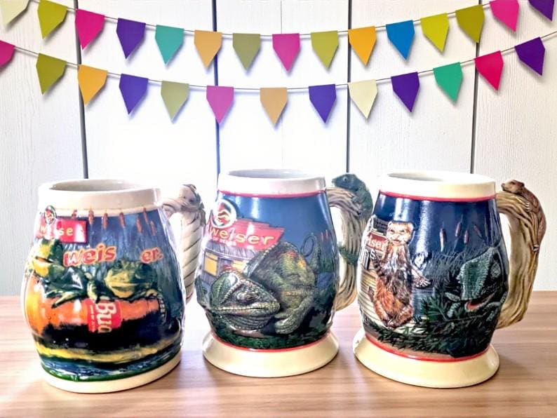 Vintage Budweiser Stein: Ferret, Frog, Louie & Frank - Collectible Barware