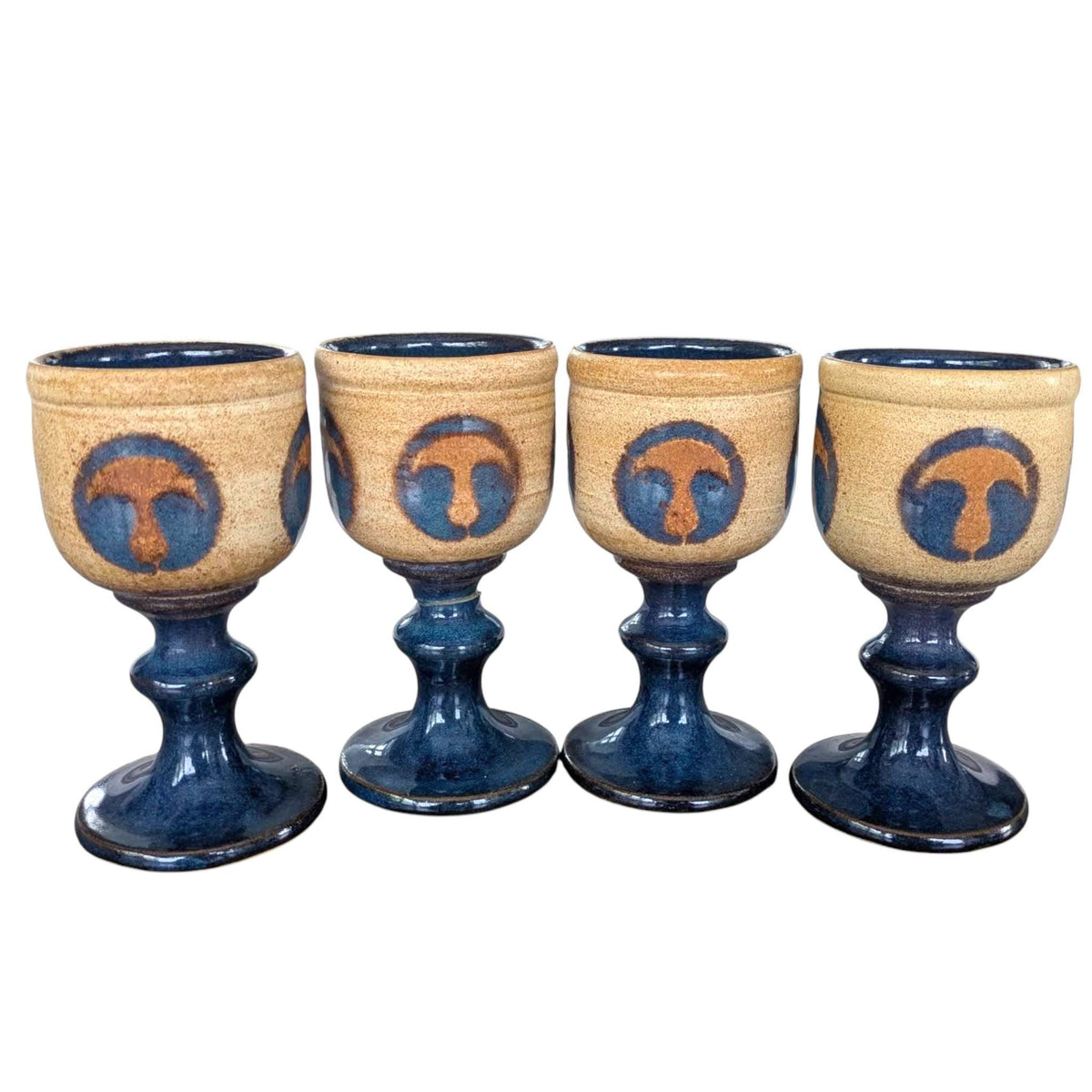 Vintage Laugharne Pottery Decanter and Goblets Set β Handmade Welsh Studio Pottery Stoneware Drinks Set