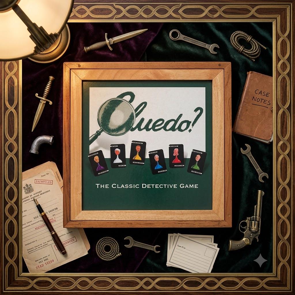 Cluedo Board Game, Vintage Style, Wooden Box | Preloved Classic Detective Mystery Game | Retro Wooden Game Set for Collectors & Game Nights