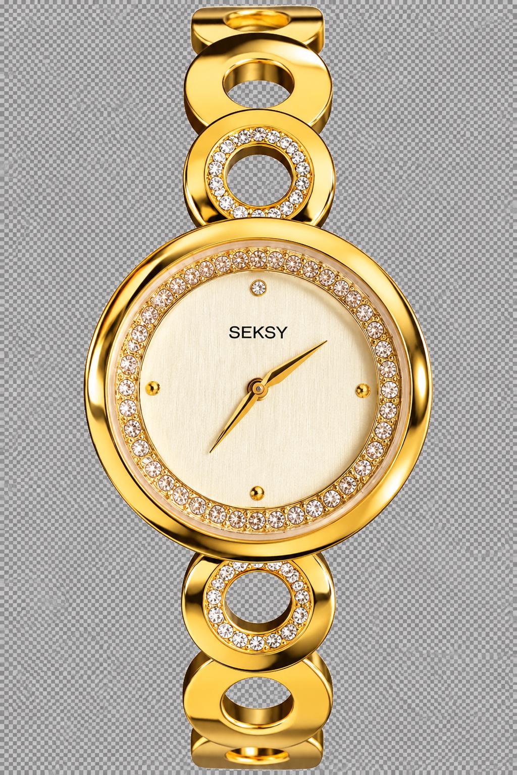 Vintage Seksy by Sekonda Ladies Gold Tone Watch | Crystal Detail Bracelet Watch | Preloved Like New | New Battery | Gift for Her, Bedazzled