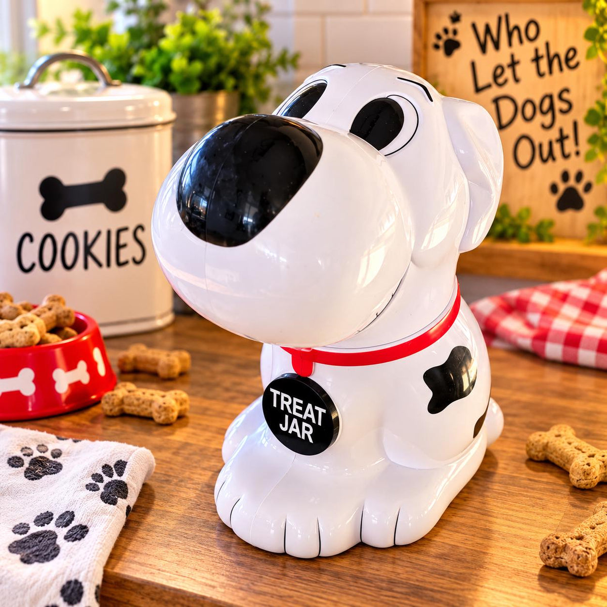 Singing Dog Cookie Jar β Who Let the Dogs Out Musical Treat Jar β Novelty Kitchen Storage β Fun Dog Lover Gift, Preloved