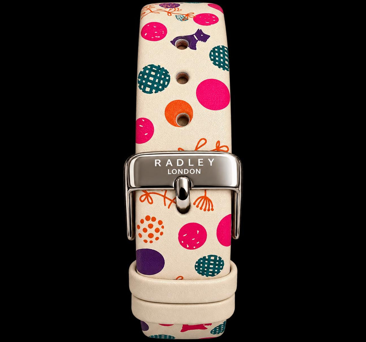 Radley London On The Dot RY2183 Ladies Watch ā Colourful Polka Dot Leather Strap, Preloved Very Good Condition, New Battery