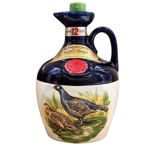 Vintage Rutherford's 12 Year Old Scotch Whisky Ceramic Decanter | Game Bird Design | Scottish Collectable Whisky Jug | Vintage Barware