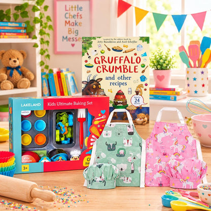 Kids Baking Gift Set for Children | Lakeland Baking Set, Cookbook & Child's Apron Set | Little Baker Gift | Christmas Present | 3+