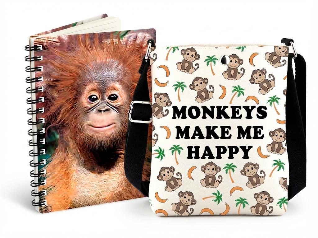 Monkey Gift Set | Mystery Book | Lover Gift | Crossbody Bag, Journal & Bookish Extras | Mystery Book Gift for Readers | Loves Monkeys